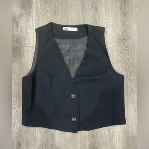 Zara Midnight Black Sleeveless Vest